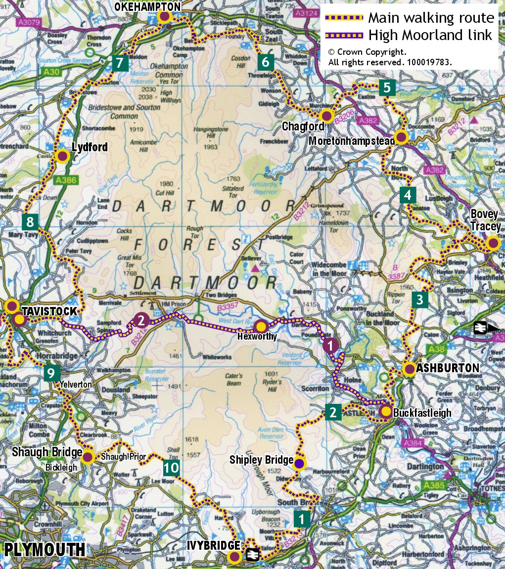 Dartmoor Way - walking sections