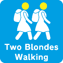 Two blonds walking logo
